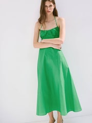 Mango Green Halter Neck Midi Dress - Image 1 of 7