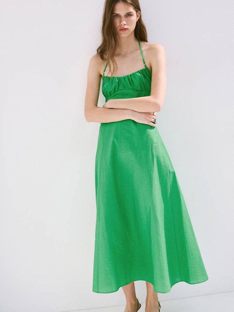 Mango Green Halter Neck Midi Dress - Image 1 of 7 Mango Green Halter Neck Midi Dress - Image 1 of 7