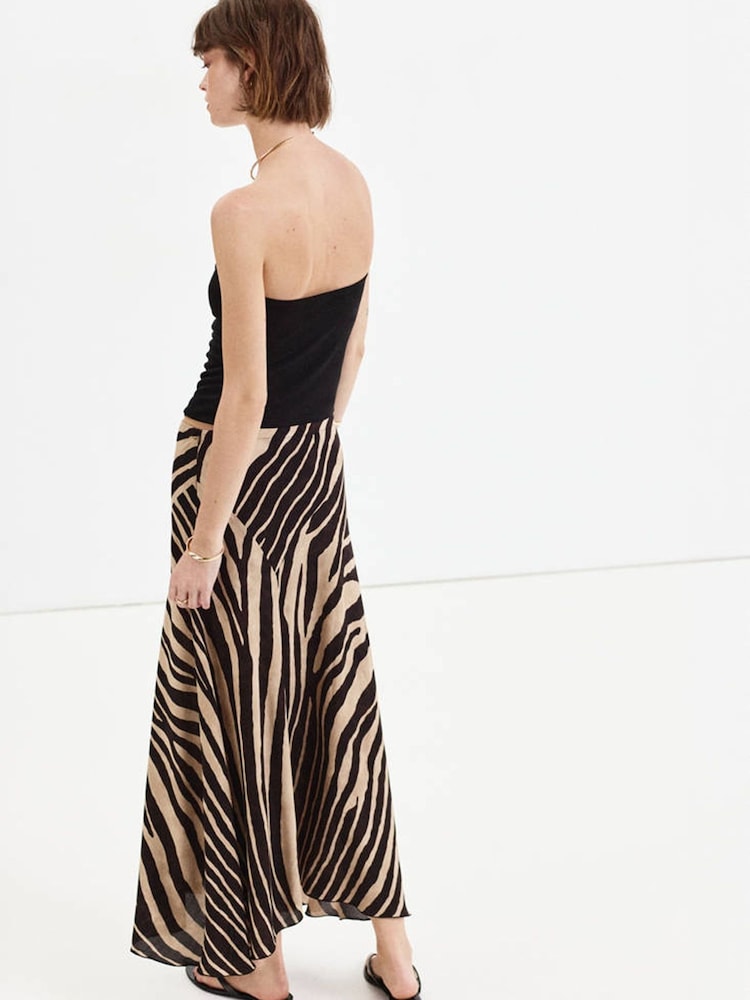 Mango Black Asymmetric Printed Midi Skirt - Image 2 of 7