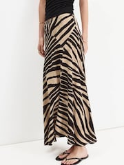 Mango Black Asymmetric Printed Midi Skirt - Image 3 of 7