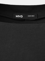 Mango Black Slash Neckline Cinched Waist Top - Image 6 of 7