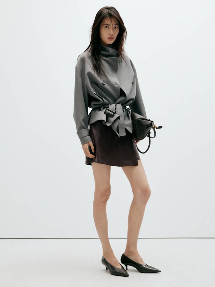 Mango Brown Faux Leather Skort - Image 2 of 7