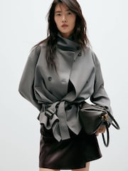 Mango Brown Faux Leather Skort - Image 4 of 7