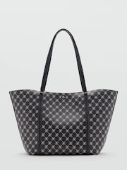 Mango Blue Monogram Printed Tote Bag - Image 1 of 4