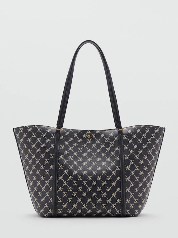 Mango Blue Monogram Printed Tote Bag - Image 1 of 4