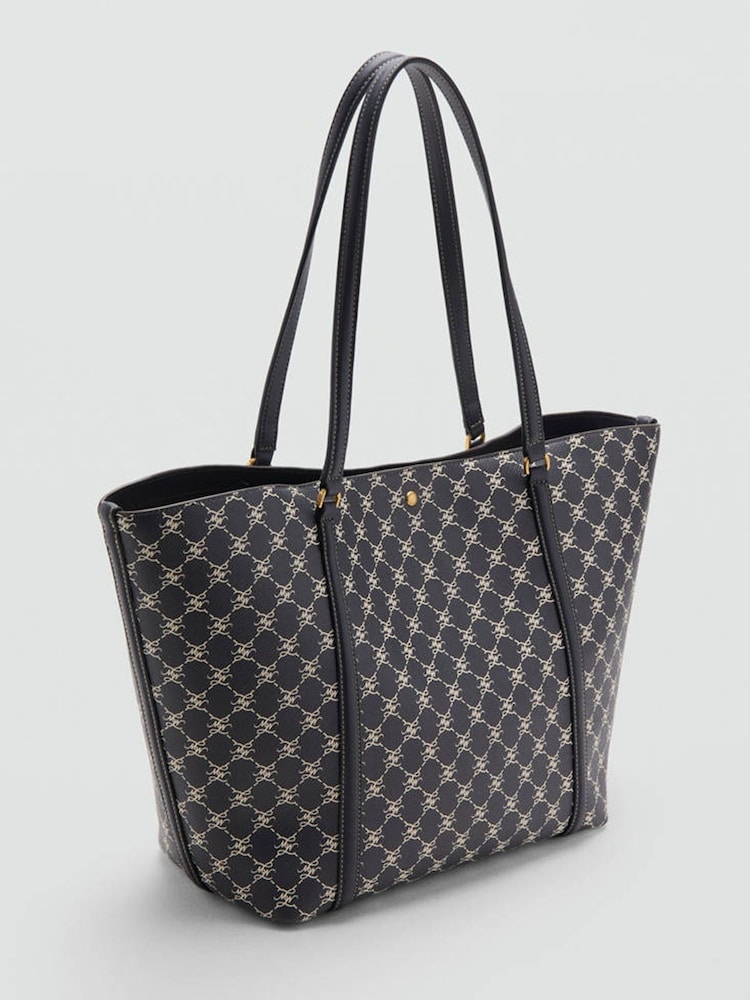 Mango Blue Monogram Printed Tote Bag - Image 2 of 4