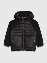River Island Black Back To School Lightweight Hooded Jacket - Image 1 of 4