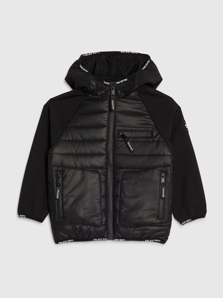 River Island Black Back To School Lightweight Hooded Jacket - Image 1 of 4