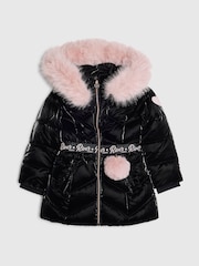 River Island Black Back To School Hi Shine Padded Coat - Image 1 of 5