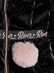 River Island Black Back To School Hi Shine Padded Coat - Image 4 of 5