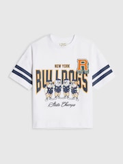 River Island White Oversized Bulldog New York T-Shirt - Image 1 of 4