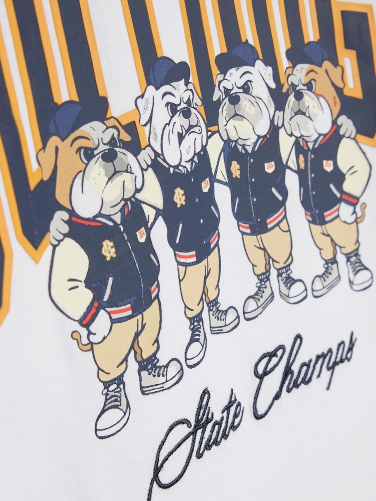 River Island White Oversized Bulldog New York T-Shirt - Image 4 of 4