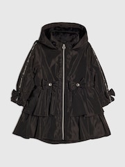 River Island Black Frill Bow Raincoat - Image 1 of 4
