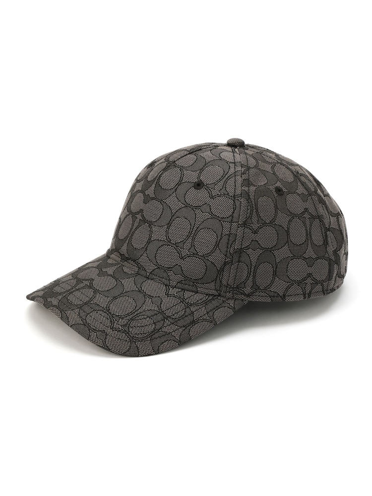 COACH Grey Signature C Jacquard Baseball Hat - Image 1 of 4