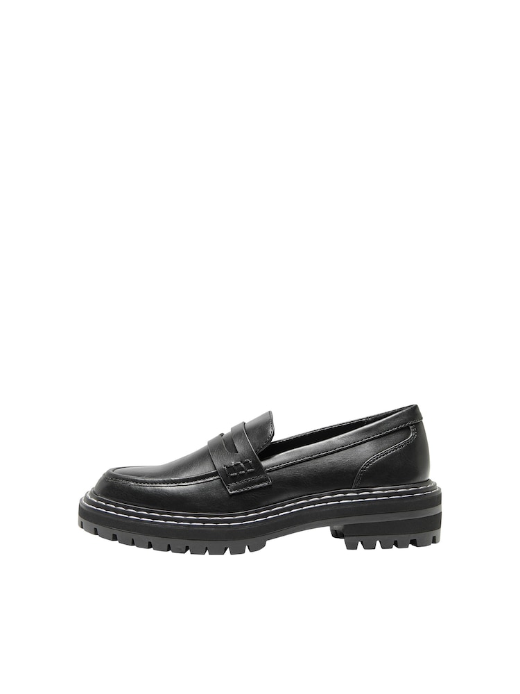 ONLY Black Faux Leather Chunky Sole Loafer - Image 2 of 5
