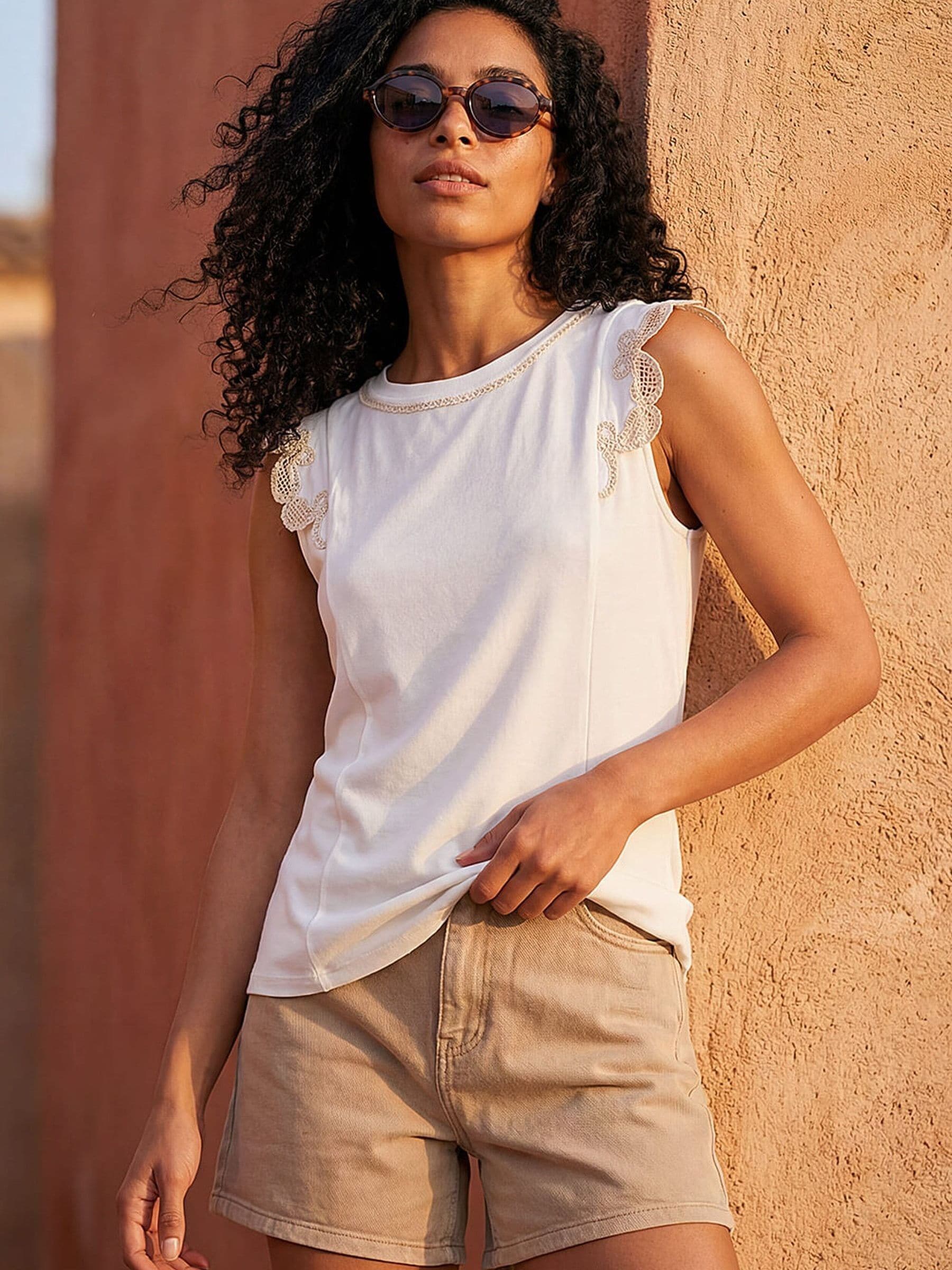 Roman Women's Ivory Embroidered Frill Top In | : Size 20 - Image 3