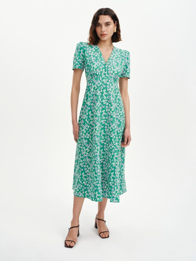 Verde cu margarete - Rochie midi Finery Nieve - Imaginea 4 din 4