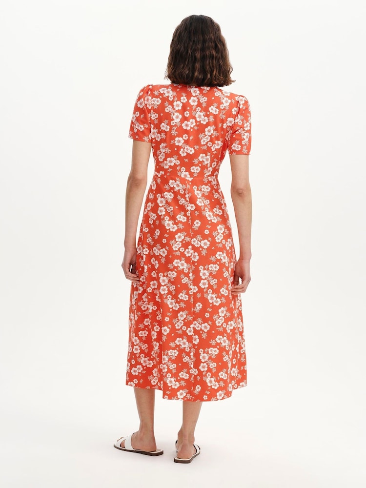 Roșu model floral - Rochie midi Finery Nieve - Imaginea 2 din 4