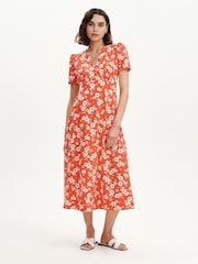 Roșu model floral - Rochie midi Finery Nieve - Imaginea 4 din 4