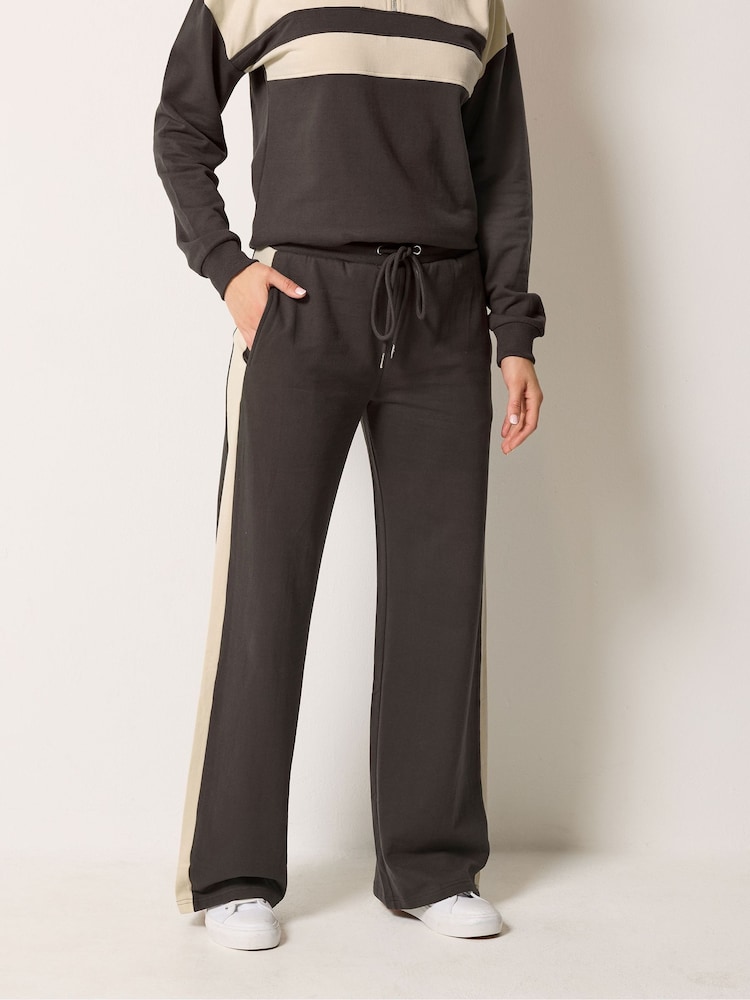 Long Tall Sally Brown Side Stripe Wide Leg Joggers - Image 2 of 5 Long Tall Sally Brown Side Stripe Wide Leg Joggers - Image 2 of 5