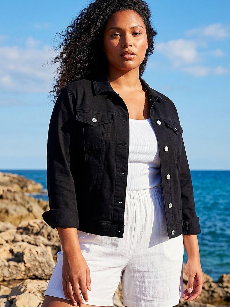 Roman Black Curve Bengaline Pocket Jacket - Image 1 of 4