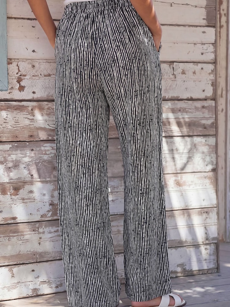 Roman Black Stripe Tie Waist Trousers - Image 2 of 4