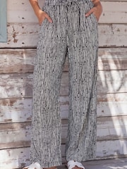 Roman Black Stripe Tie Waist Trousers - Image 3 of 4