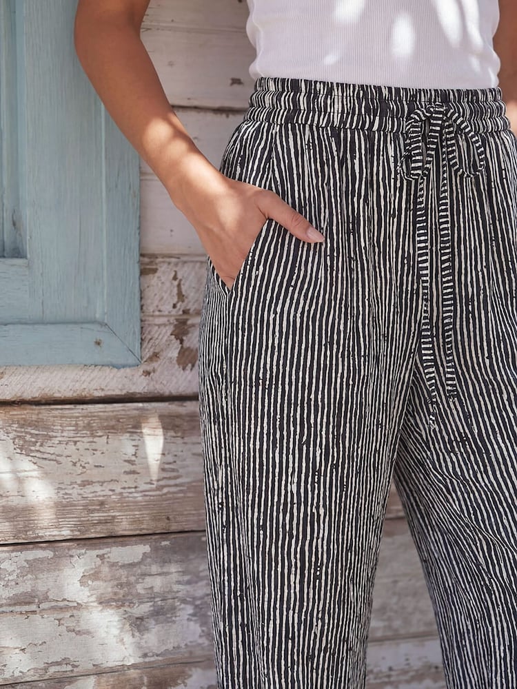 Roman Black Stripe Tie Waist Trousers - Image 4 of 4