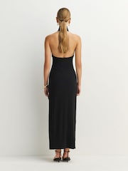 Norma Kamali Black Halter Turtle Neck Side Slit Maxi Dress - Image 2 of 10