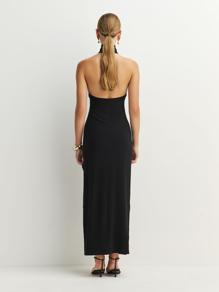 Norma Kamali Black Halter Turtle Neck Side Slit Maxi Dress - Image 2 of 10 Norma Kamali Black Halter Turtle Neck Side Slit Maxi Dress - Image 2 of 10