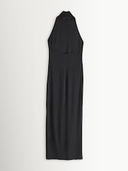 Norma Kamali Black Halter Turtle Neck Side Slit Maxi Dress - Image 7 of 10