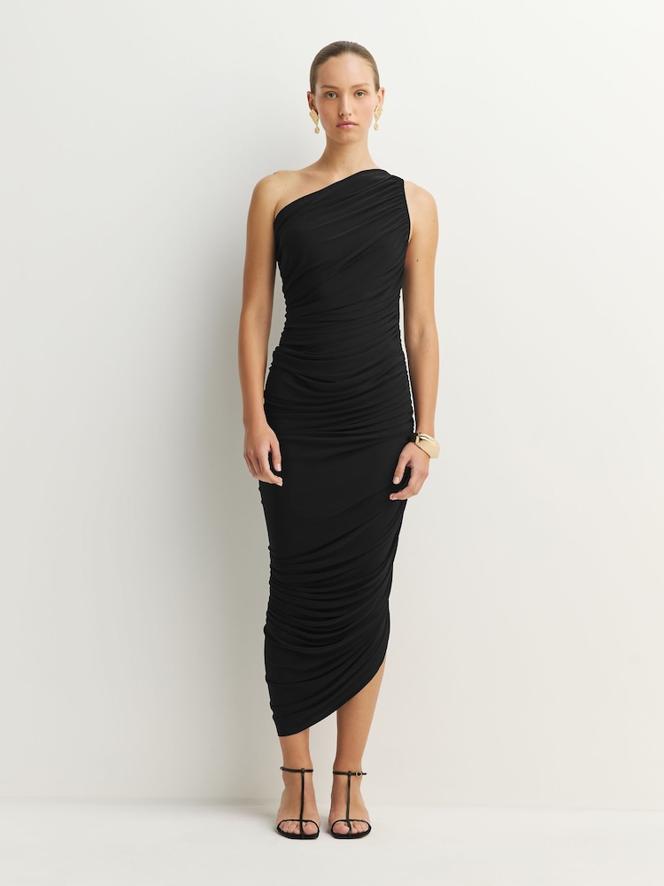 Norma Kamali Black Diana One Shoulder Midi Dress - Image 1 of 10
