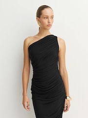 Norma Kamali Black Diana One Shoulder Midi Dress - Image 3 of 10