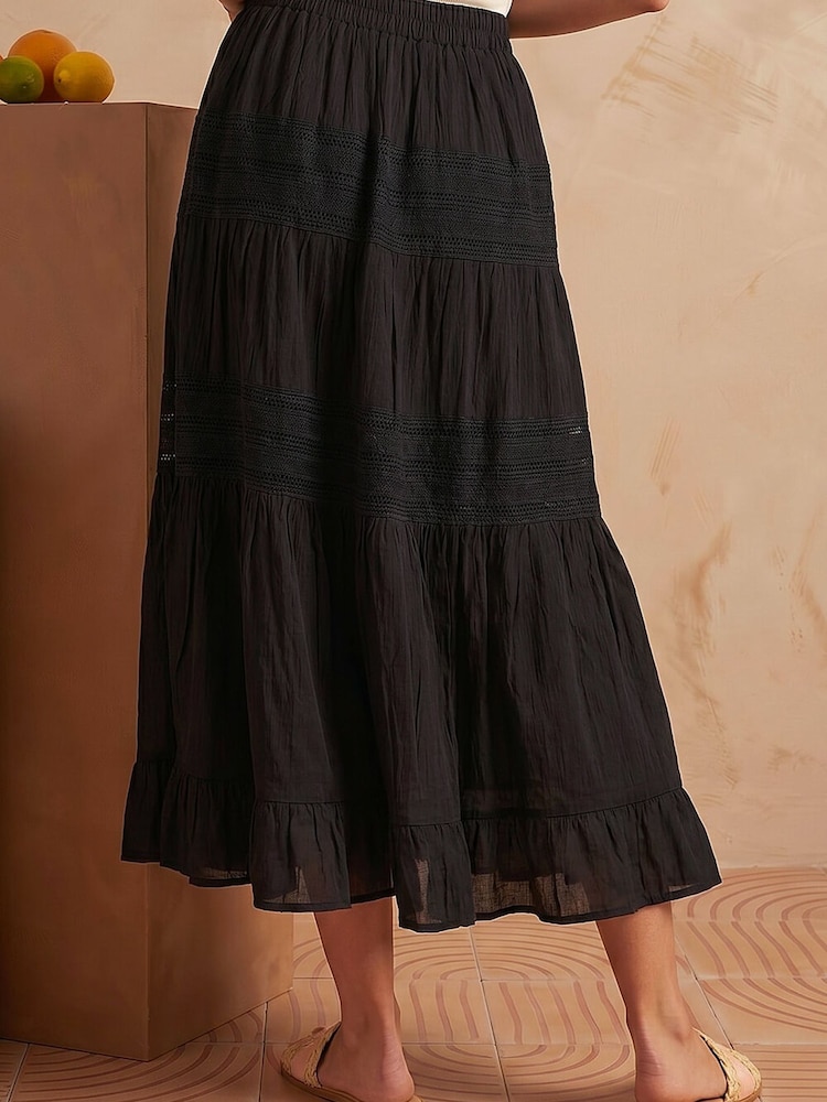 Roman Black Lace A Line Midi Skirt - Image 2 of 5 Roman Black Lace A Line Midi Skirt - Image 2 of 5