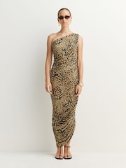 Norma Kamali Brown Diana One Shoulder Midi Dress - Image 1 of 10