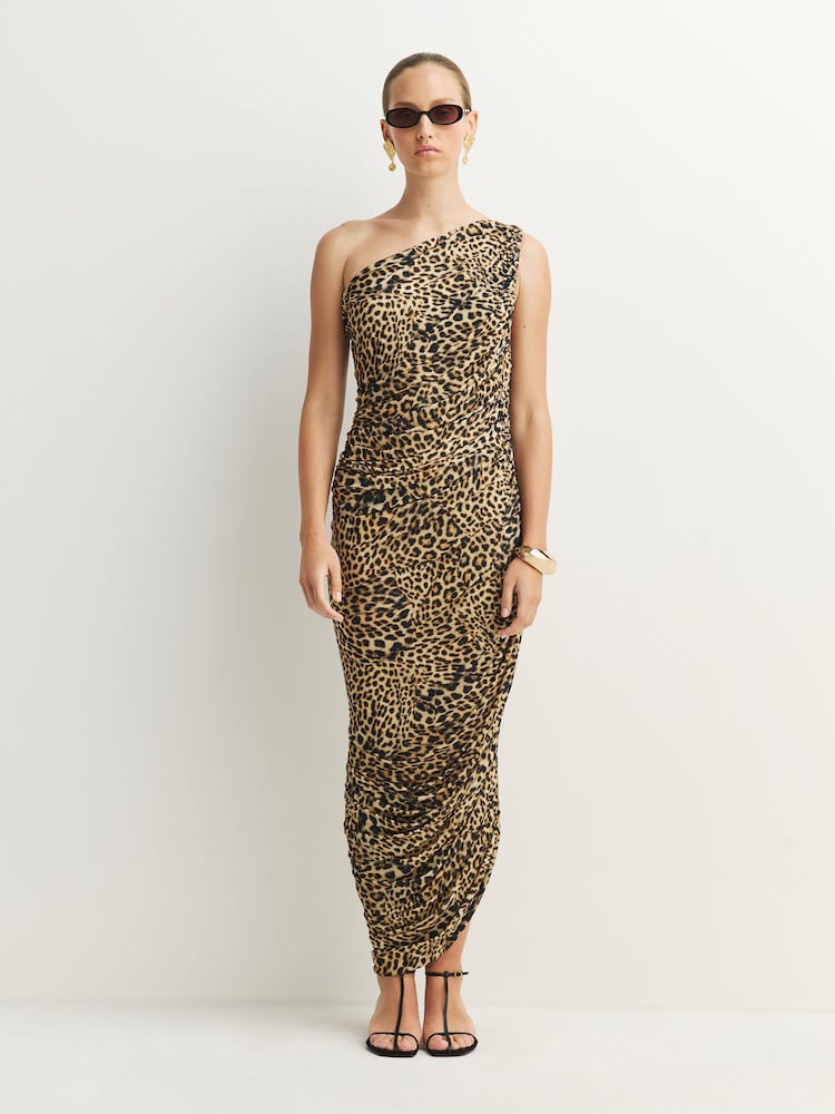 Norma Kamali Brown Diana One Shoulder Midi Dress - Image 1 of 10