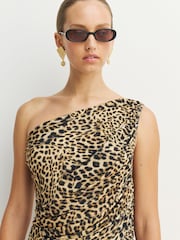 Norma Kamali Brown Diana One Shoulder Midi Dress - Image 5 of 10