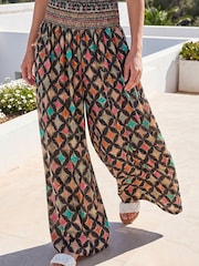 Roman Pink Abstract Palazzo Trousers - Image 2 of 4