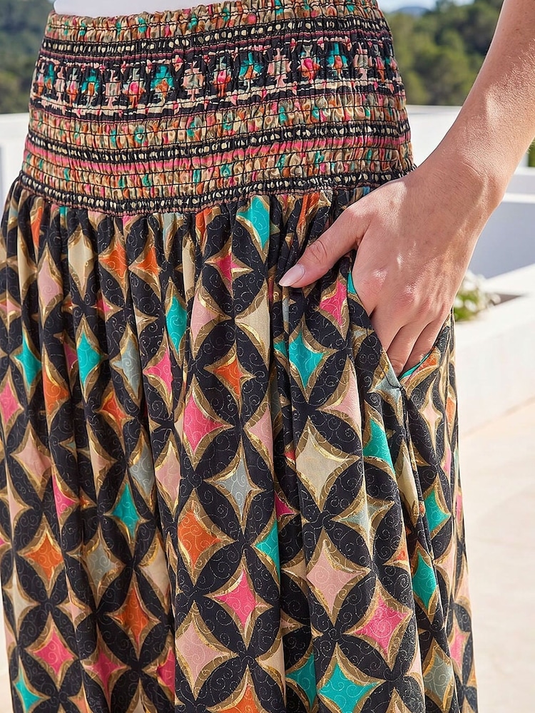 Roman Pink Abstract Palazzo Trousers - Image 4 of 4 Roman Pink Abstract Palazzo Trousers - Image 4 of 4