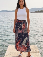 Roman Blue Paisley Print Belted Midi Skirt - Image 2 of 4