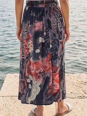 Roman Blue Paisley Print Belted Midi Skirt - Image 3 of 4