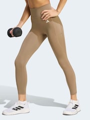 adidas Cream Optimé Essentials No Front Rise Seam 7/8 Leggings - Image 1 of 7