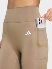 adidas Cream Optimé Essentials No Front Rise Seam 7/8 Leggings - Image 4 of 7