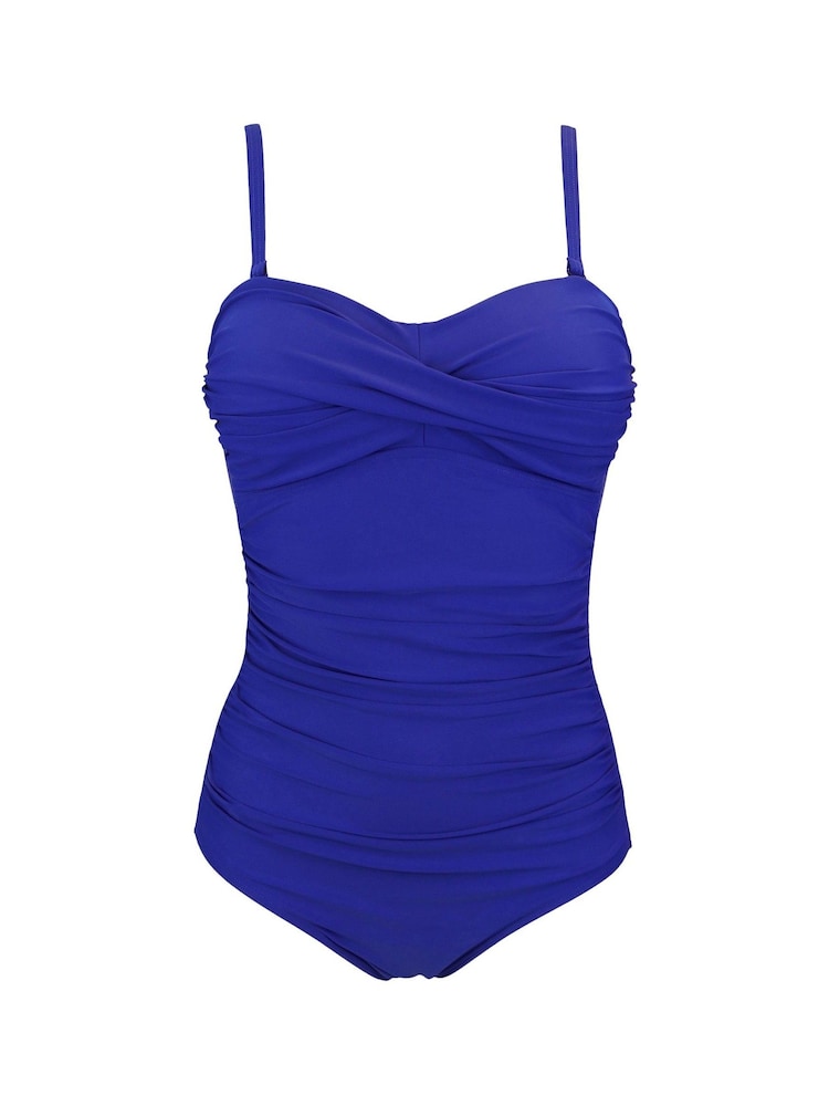Pour Moi Blue Santa Monica Removable Straps Tummy Control Swimsuit - Image 2 of 4 Pour Moi Blue Santa Monica Removable Straps Tummy Control Swimsuit - Image 2 of 4