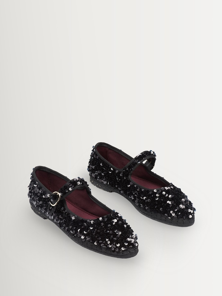 Flabelus Black The Little Prince Sequin Mary Jane Ballet Flats - Image 2 of 4 Flabelus Black The Little Prince Sequin Mary Jane Ballet Flats - Image 2 of 4