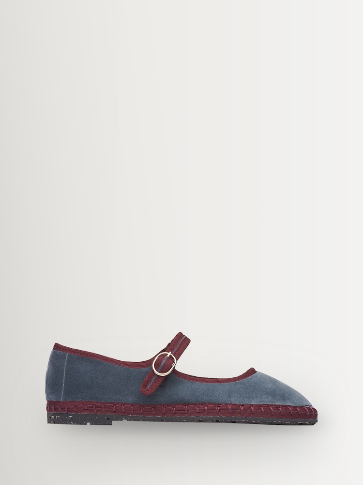 Flabelus Grey Georgina Velvet Mary Jane Ballet Flats - Image 2 of 5 Flabelus Grey Georgina Velvet Mary Jane Ballet Flats - Image 2 of 5