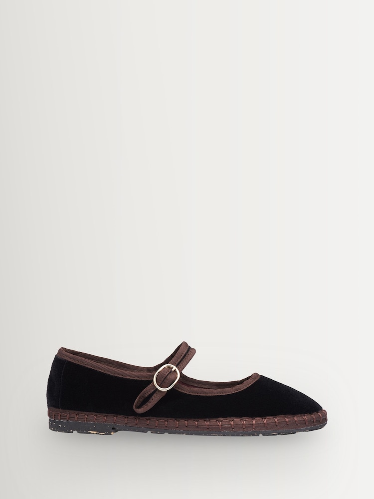 Flabelus Brown Sethe Velvet Mary Jane Ballet Flats - Image 1 of 3 Flabelus Brown Sethe Velvet Mary Jane Ballet Flats - Image 1 of 3