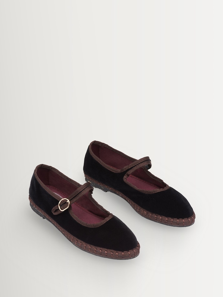 Flabelus Brown Sethe Velvet Mary Jane Ballet Flats - Image 2 of 3 Flabelus Brown Sethe Velvet Mary Jane Ballet Flats - Image 2 of 3