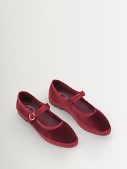 Flabelus Red Lucrecia Velvet Mary Jane Ballet Flats - Image 2 of 4