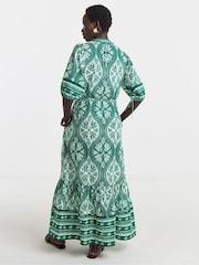 JD Williams Green Border Print Prairie Dress - Image 2 of 4